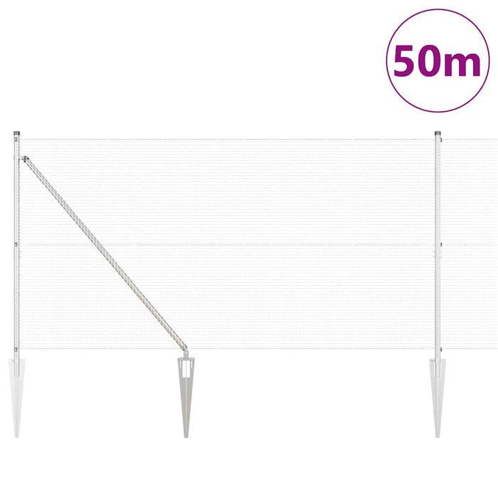 Stâlp de gard. Argintiu 50 x 1,4 m (16 x 16 mm plasă) Oțel - WALTI WALTI