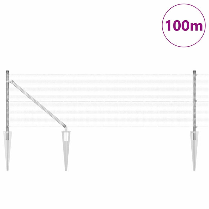 Stâlp de gard. Argintiu 100 x 0,5 m (plasă 12 x 12 mm) Oțel - WALTI WALTI