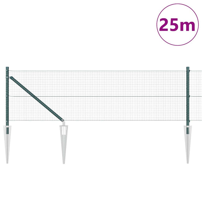 Stâlp de gard. Verde 25 x 0,8 m (plasă 19 x 19 mm) Oțel și PVC - WALTI WALTI