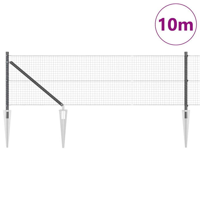 Stâlp de gard. Gri 10 x 0,4 m (plasă 25 x 25 mm) Oțel și PVC - WALTI WALTI
