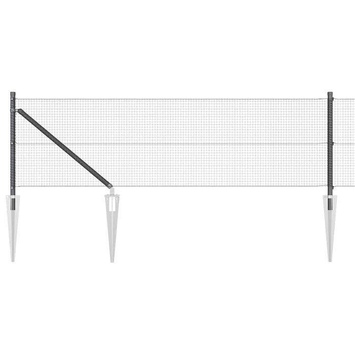 Stâlp de gard. Gri 10 x 0,6 m (plasă 16 x 16 mm) Oțel și PVC - WALTI WALTI