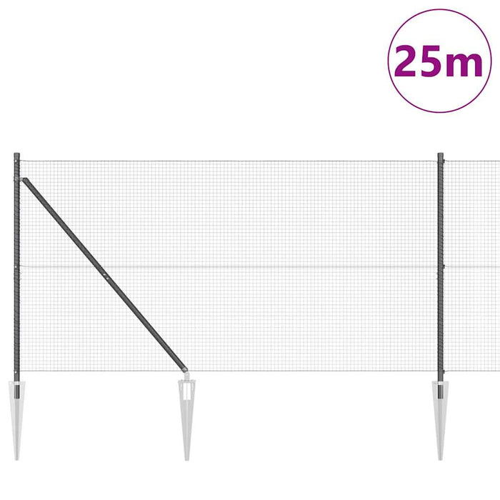 Stâlp de gard. Gri 25 x 1,2 m (plasă de 19 x 19 mm) Oțel și PVC - WALTI WALTI
