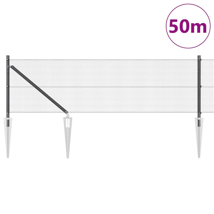 Stâlp de gard. Gri 50 x 0,4 m (plasă 12 x 12 mm) Oțel și PVC - WALTI WALTI