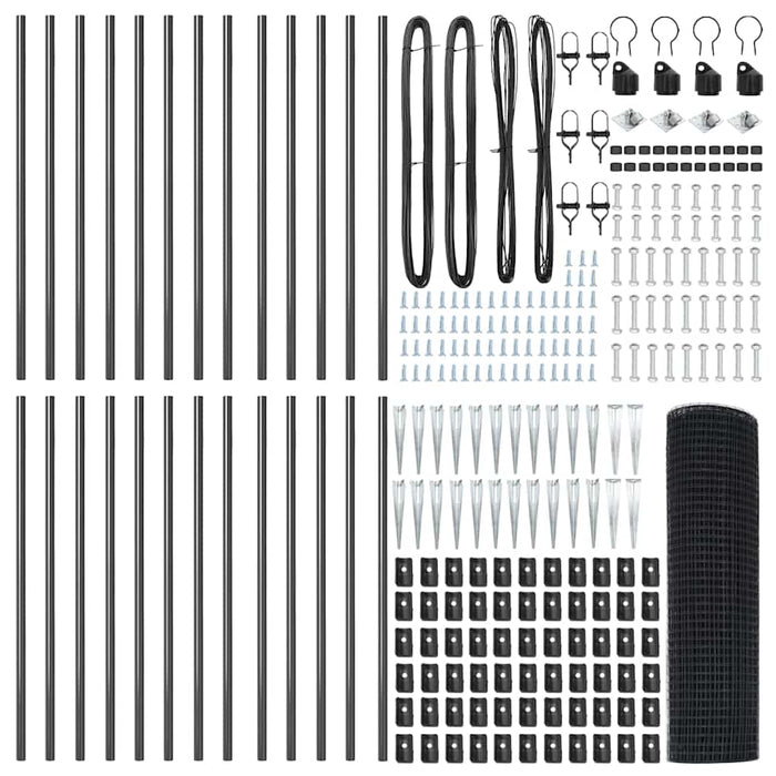 Stâlp de gard. Gri 50 x 0,8 m (plasă de 16 x 16 mm) Oțel și PVC - WALTI WALTI