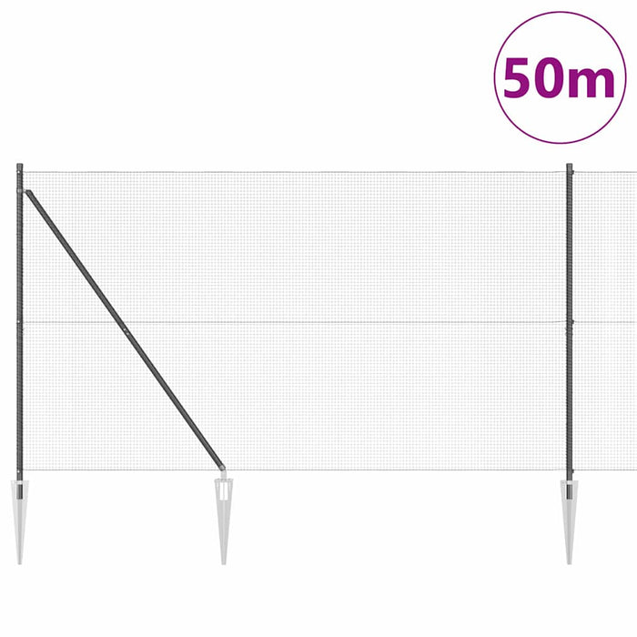 Stâlp de gard. Gri 50 x 1,5 m (plasă 16 x 16 mm) Oțel și PVC - WALTI WALTI