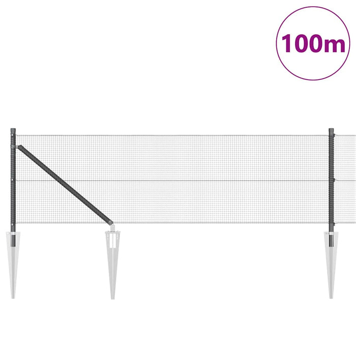 Stâlp de gard. Gri 100 x 0,4 m (plasă 12 x 12 mm) Oțel și PVC - WALTI WALTI