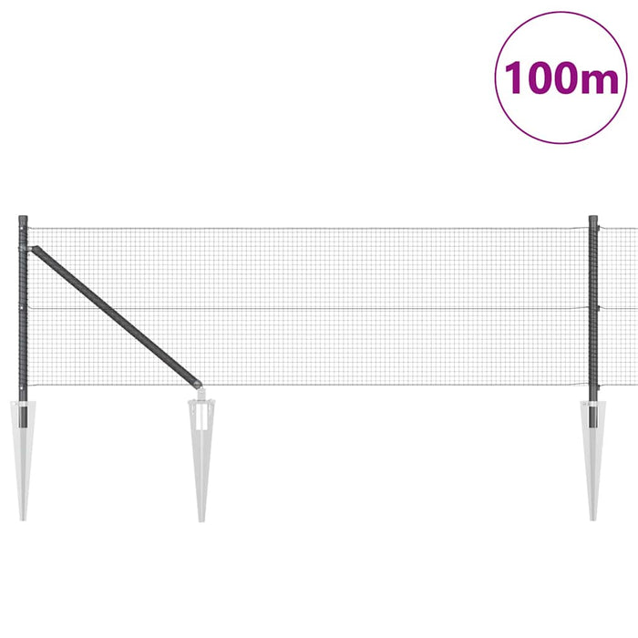 Stâlp de gard. Gri 100 x 0,8 m (16 x 16 mm plasă) Oțel și PVC - WALTI WALTI