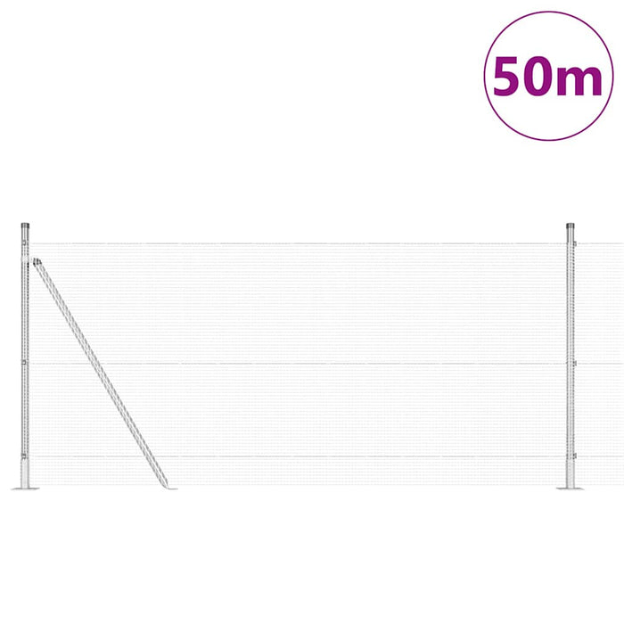 Stâlp de gard. Argintiu 50 x 0,8 m (plasă de 12 x 12 mm) Oțel - WALTI WALTI