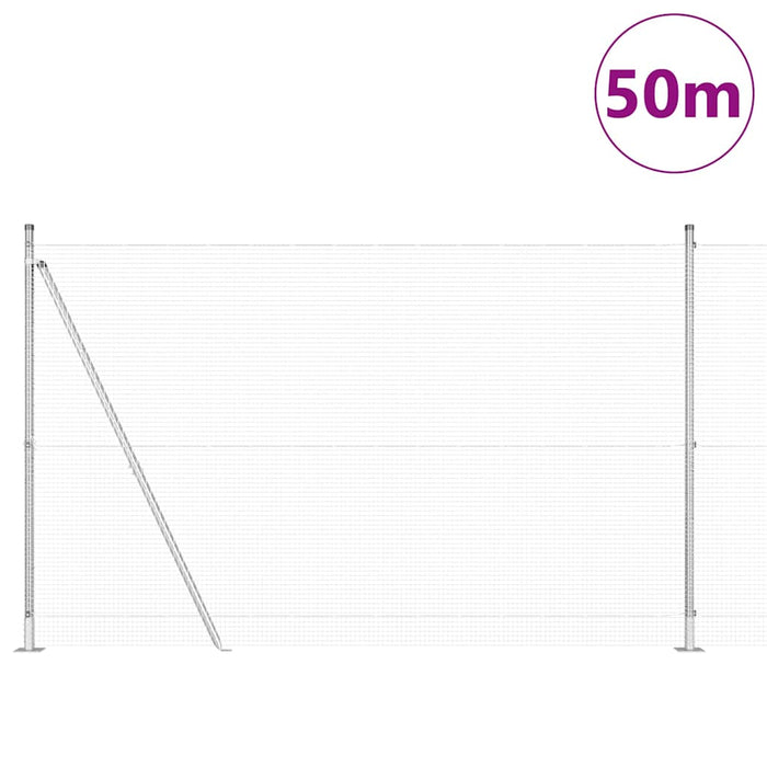 Stâlp de gard. Argintiu 50 x 1,4 m (16 x 16 mm plasă) Oțel - WALTI WALTI