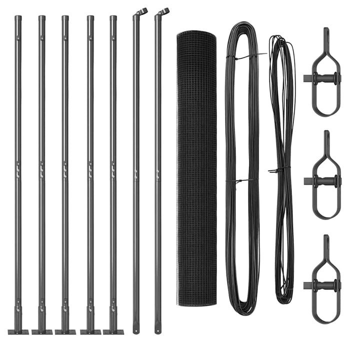 Stâlp de gard. Gri 10 x 1,2 m (16 x 16 mm plasă) Oțel și PVC - WALTI WALTI