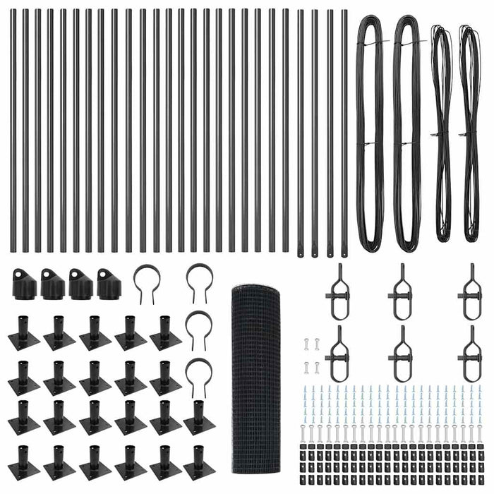 Stâlp de gard. Gri 50 x 0,8 m (plasă de 12 x 12 mm) Oțel și PVC - WALTI WALTI