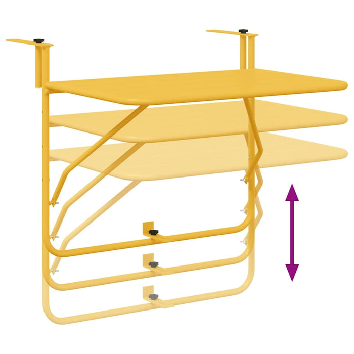 Masă Suspendată pentru Balcon Muștar 60 x 39 x 65 cm Oțel WALTI