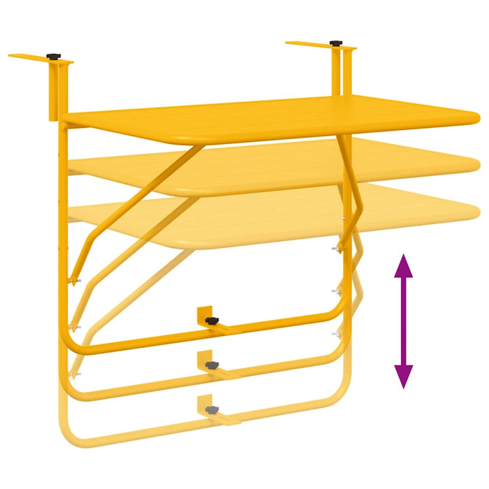 Masă Suspendată pentru Balcon Galben 60 x 39 x 65 cm Oțel WALTI