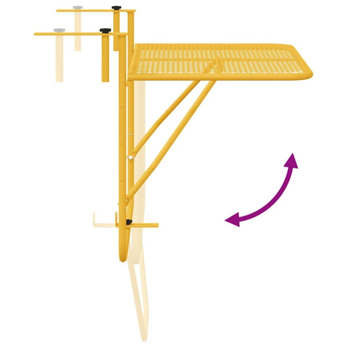 Masă Suspendată pentru Balcon Muștar 60 x 39 x 65 cm Oțel - WALTI WALTI