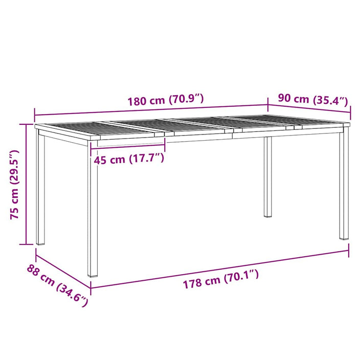 MasaDeCina Maro 180 x 90 x 75 cm Lemn Solid de Acacia - WALTI WALTI