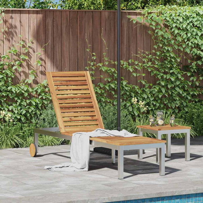 Șezlong Ulei Natural 205 x 53 x 100 cm Lemn Solid de Acacia - WALTI WALTI