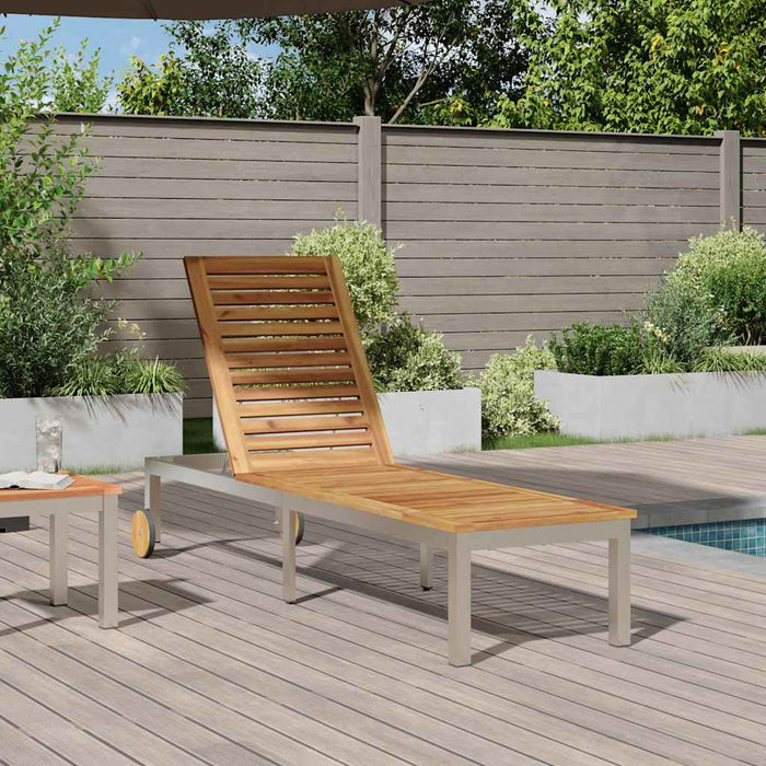Șezlong Ulei Natural 205 x 53 x 100 cm Lemn Solid de Acacia - WALTI WALTI