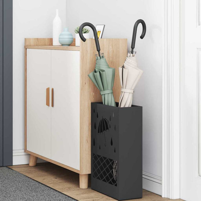 Suport pentru umbrele cu depozitare Negru 28 x 12 x 41 cm Oțel - WALTI WALTI