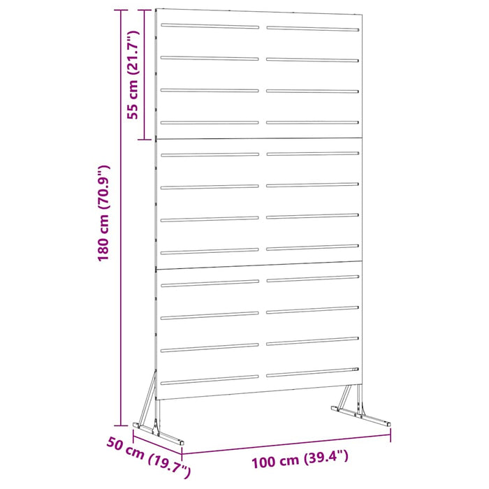 Ecran de intimitate Gri 100 x 50 x 180 cm Oțel - WALTI WALTI