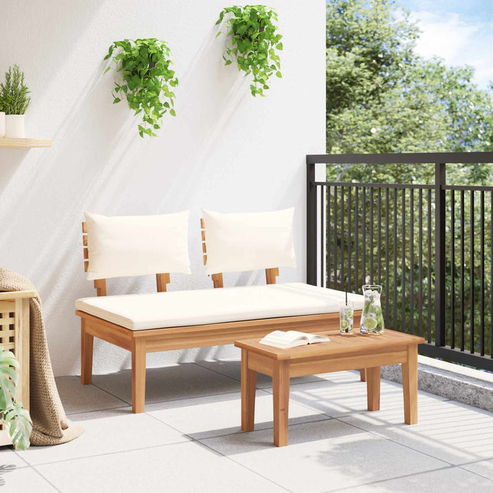 Set de bancă și masă de grădină 2 pcs Crem și Marron - WALTI WALTI