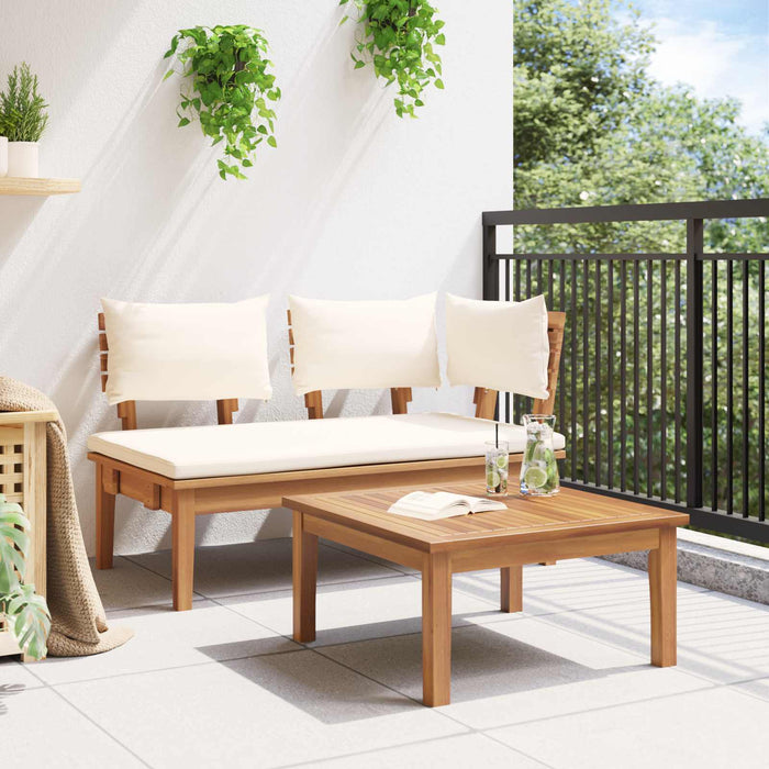 Set de bancă și masă de grădină 2 pcs Crem și Marron - WALTI WALTI