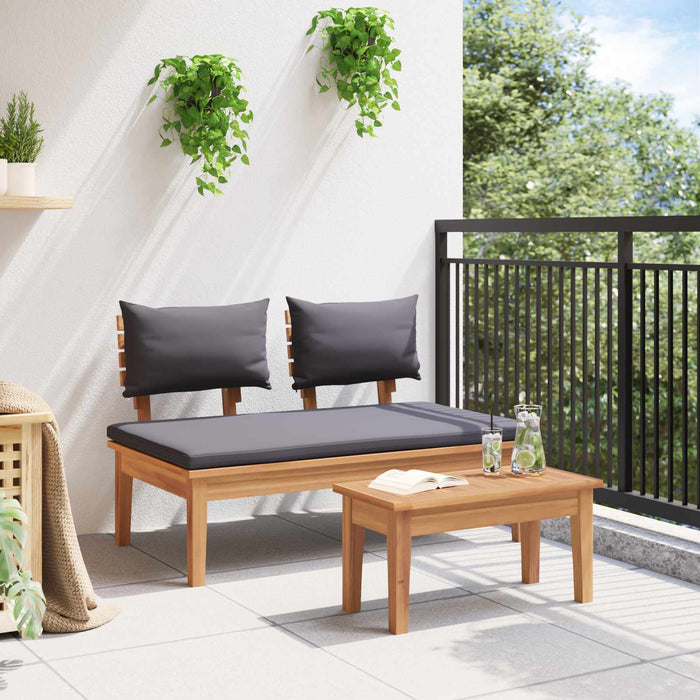 Set de bancă și masă de grădină 2 pcs Gri și Brown - WALTI WALTI