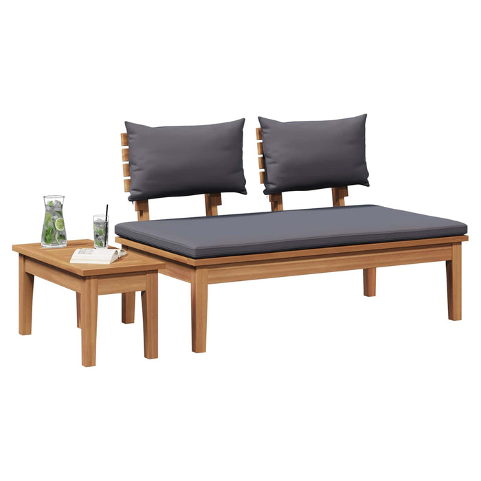 Set de bancă și masă de grădină 2 pcs Gri și Brown - WALTI WALTI