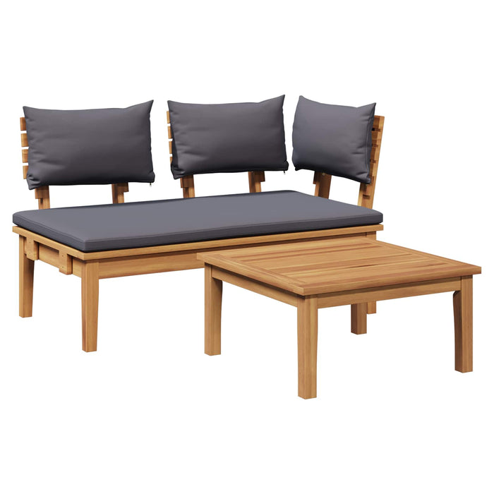 Set de bancă și masă de grădină 2 pcs Gri și Brown - WALTI WALTI