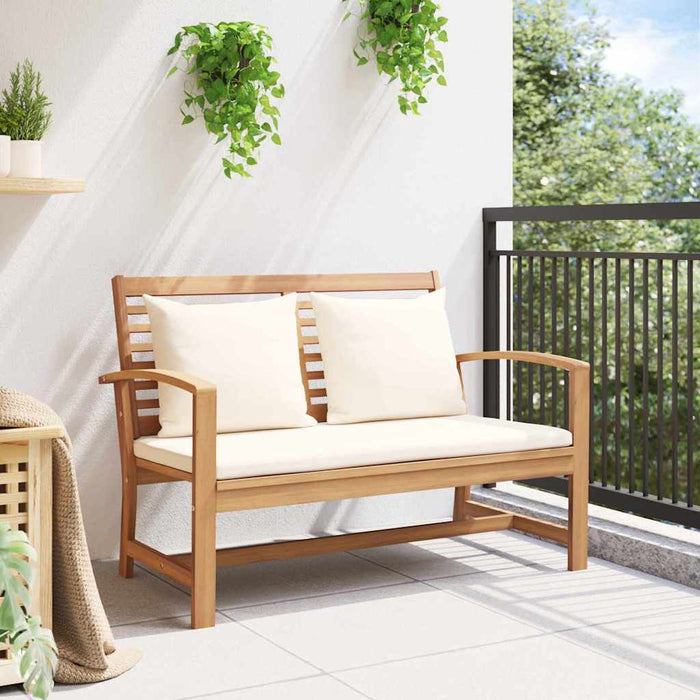 bancă cu pernă Maro și Crem 110 x 66 x 76 cm Lemn solid de tec - WALTI WALTI