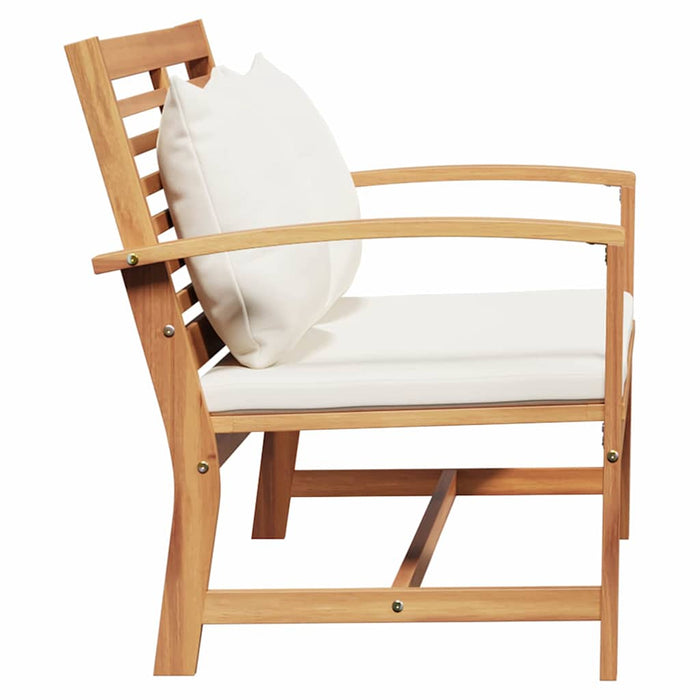 bancă cu pernă Maro și Crem 110 x 66 x 76 cm Lemn solid de tec - WALTI WALTI