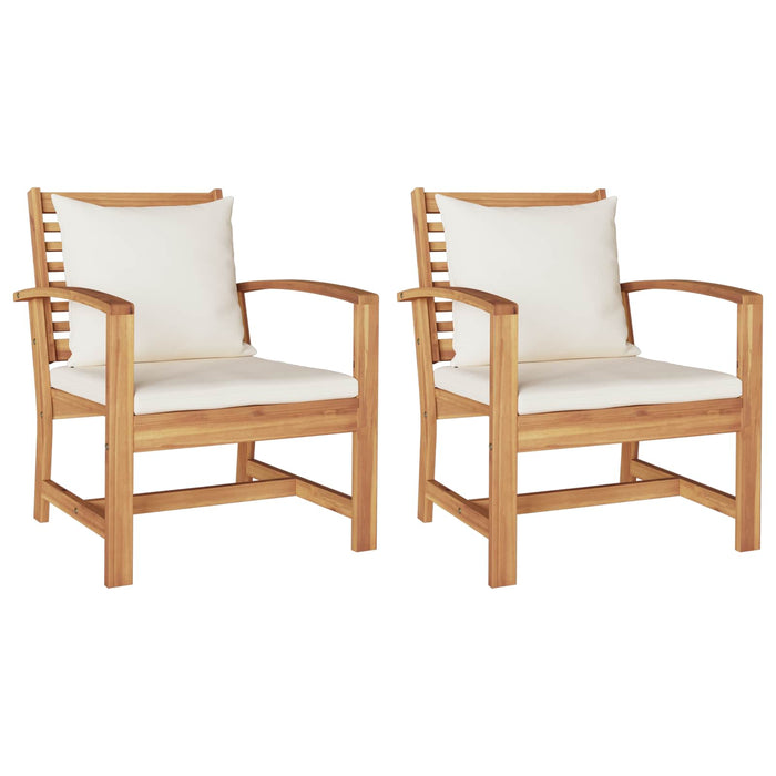 Scaun 2 pcs Maro și Crem 65 x 60 x 76,5 cm Lemn solid de tec - WALTI WALTI