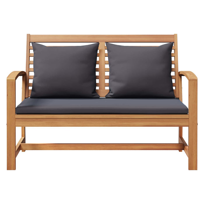 bancă cu pernă 2 pcs Maro și gri închis Lemn solid de tec - WALTI WALTI