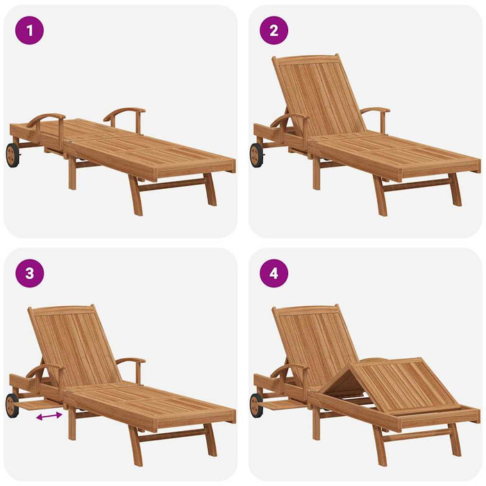 Șezlong cu pernă Maro 195 x 59 x 78,5 cm Lemn solid de tec - WALTI WALTI