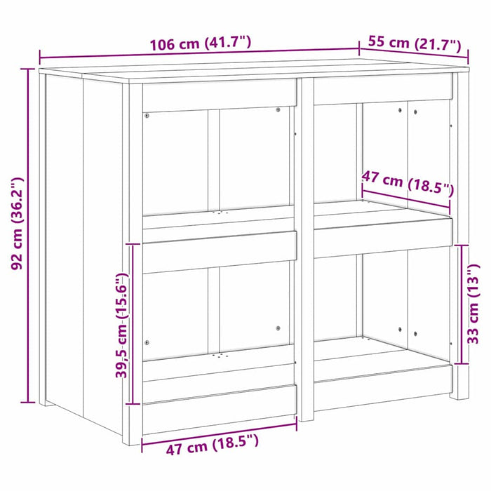 Dulap de bucătărie Maro 106 x 55 x 92 cm lemn masiv de duglas - WALTI WALTI