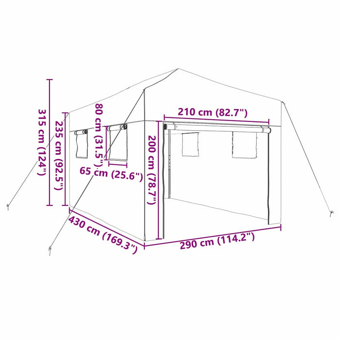 Seră cu cadru pop-up cu acoperiș Verde 290 x 430 x 315 cm Fier - WALTI WALTI