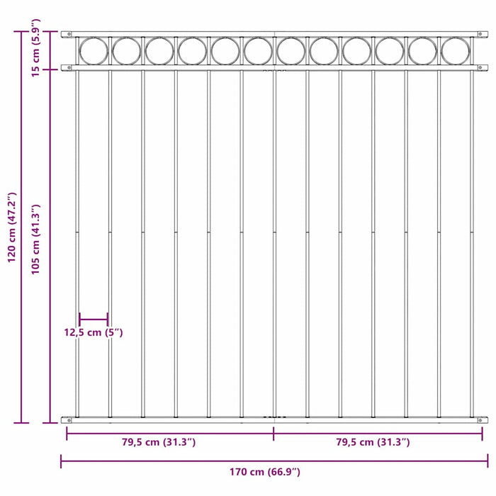 Element de gard ASSEN Gri 170 x 120 cm Oțel - WALTI WALTI