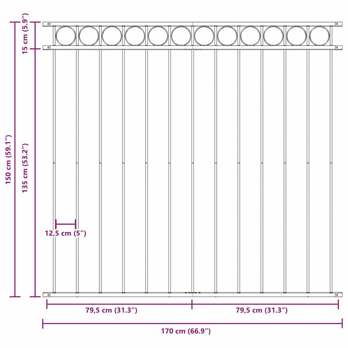 Element de gard ASSEN Alb 170 x 150 cm Oțel - WALTI WALTI