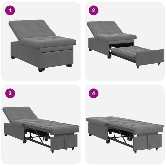 Canapea extensibilă Gri închis 194 x 67 x 82 cm Microfibră - WALTI WALTI