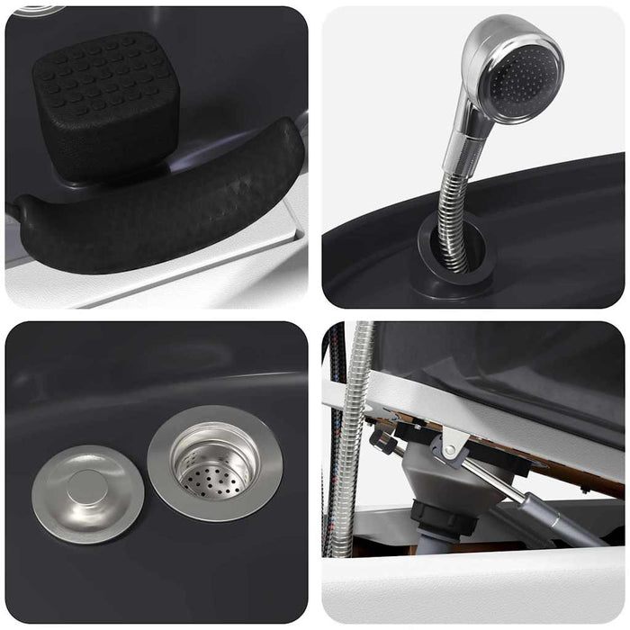 Scaun pentru șampon Manual Alb și negru 136 x 60 x 92 cm PVC WALTI