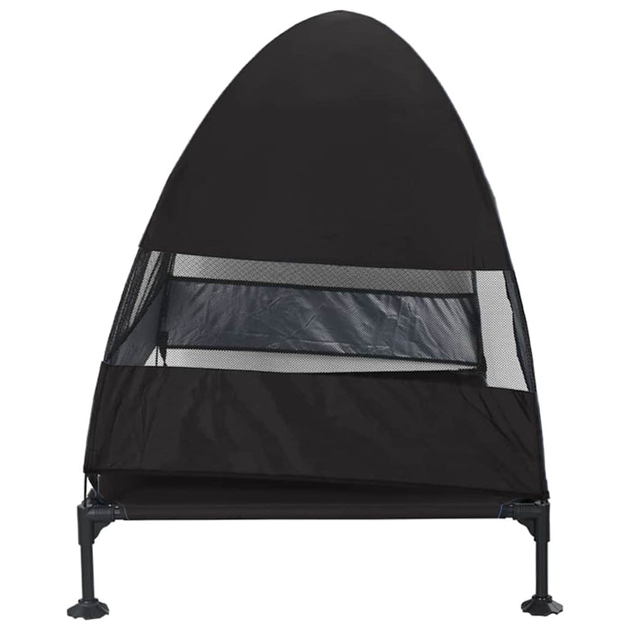 Pat Ridicat pentru Câini cu Copertină Detașabilă Negru XL Oțel - WALTI WALTI