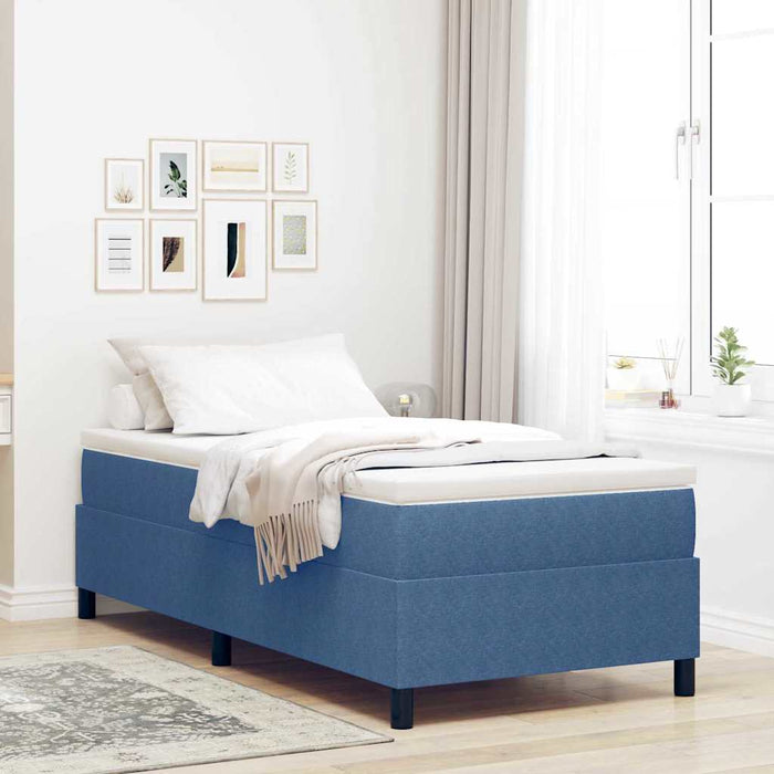 Pat cu arcuri Albastru și Alb 90 x 190 cm Țesătură din corduroy - WALTI WALTI