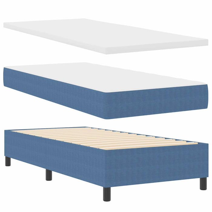 Pat cu arcuri Albastru și Alb 90 x 190 cm Țesătură din corduroy - WALTI WALTI