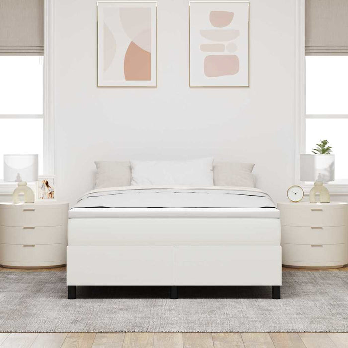 Pat cu arcuri Crema și Alb 140 x 200 cm Țesătură din corduroy - WALTI WALTI
