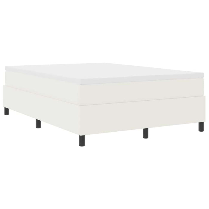 Pat cu arcuri Crema și Alb 140 x 200 cm Țesătură din corduroy - WALTI WALTI