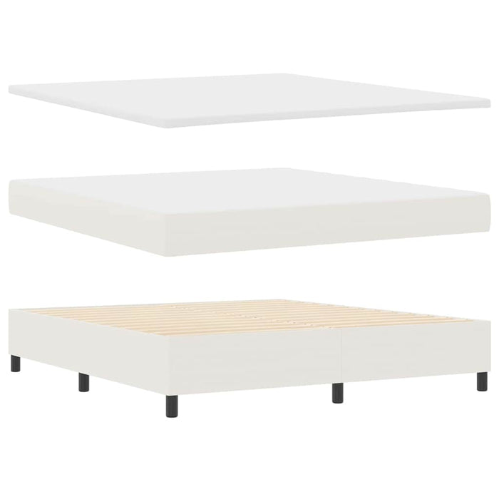 Pat cu arcuri Crema și Alb 180 x 200 cm Țesătură din corduroy - WALTI WALTI