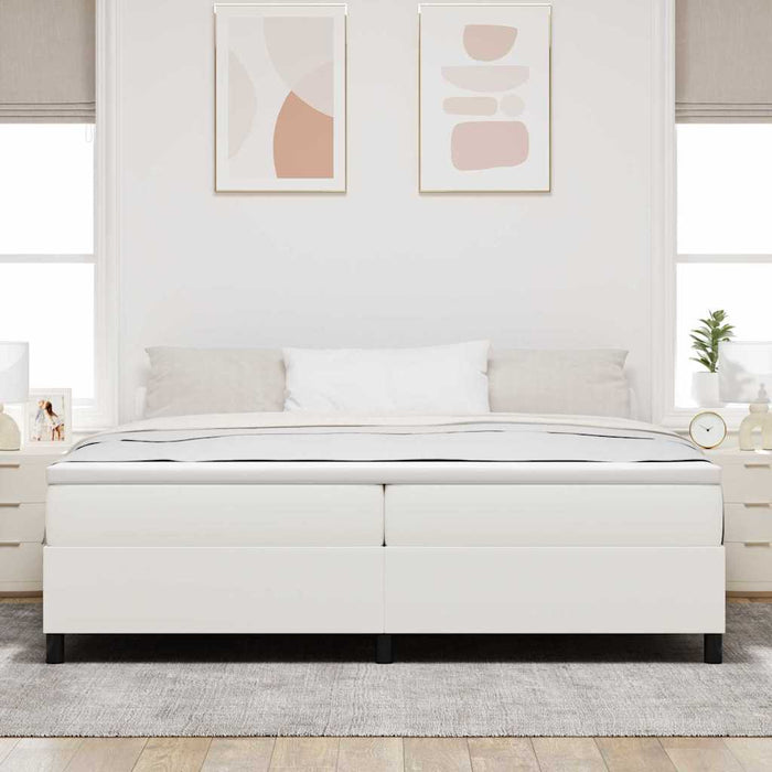 Pat cu arcuri Crema și Alb 200 x 200 cm Țesătură din corduroy - WALTI WALTI