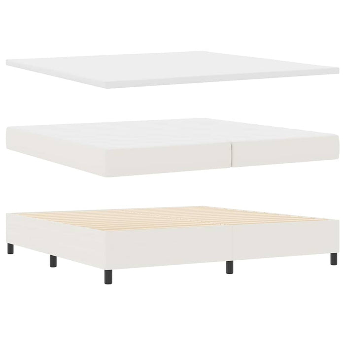 Pat cu arcuri Crema și Alb 200 x 200 cm Țesătură din corduroy - WALTI WALTI