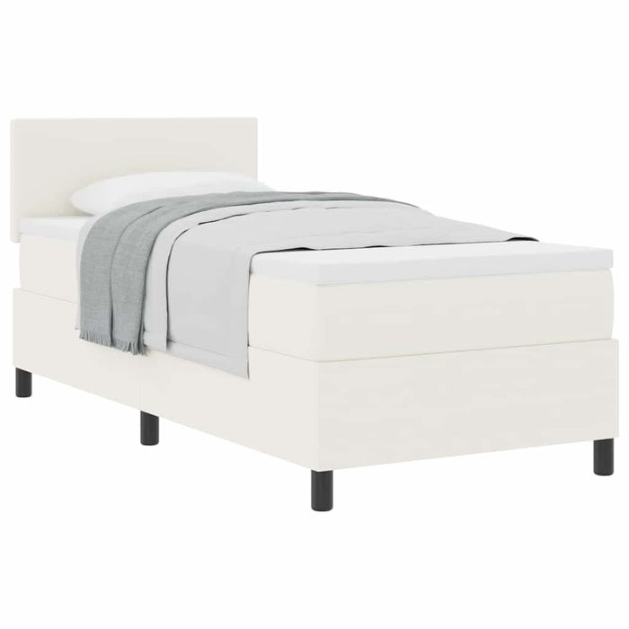 Pat cu arcuri Crema și Alb 80 x 200 cm Țesătură din corduroy - WALTI WALTI