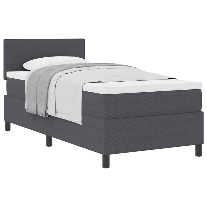 Pat cu arcuri cu headboard Gri închis și alb 90 x 190 cm WALTI