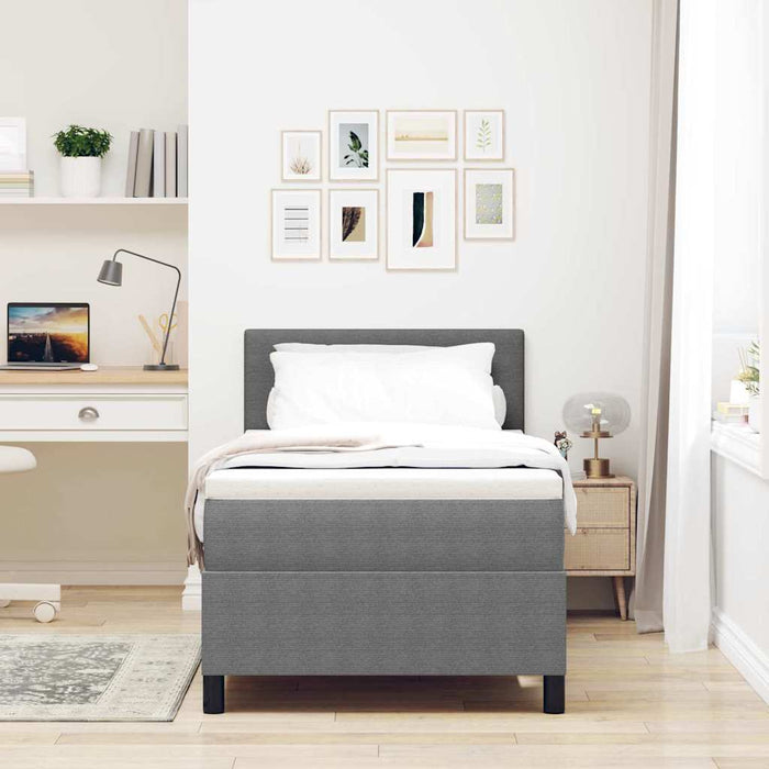 Pat cu arcuri cu headboard Gri deschis și alb. 100 x 200 cm WALTI
